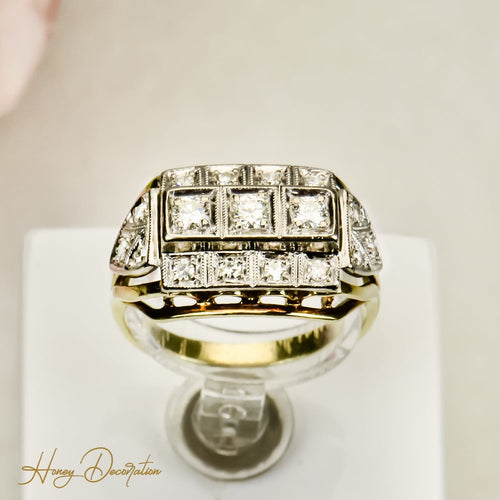 Bague 55.5 Bague Art déco vintage en or 14 carats et diamants 58 Facettes 2800
