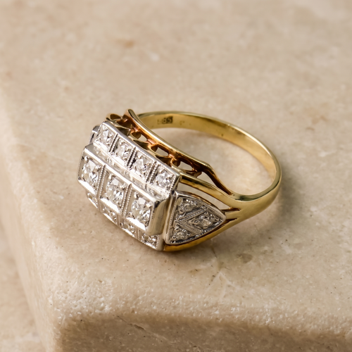 Bague 55.5 Bague Art déco vintage en or 14 carats et diamants 58 Facettes 2800