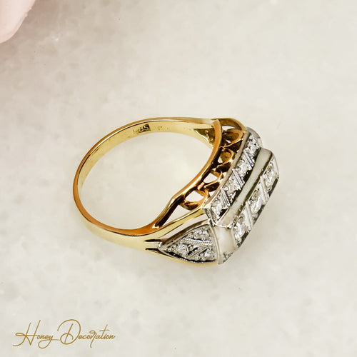 Bague 55.5 Bague Art déco vintage en or 14 carats et diamants 58 Facettes 2800