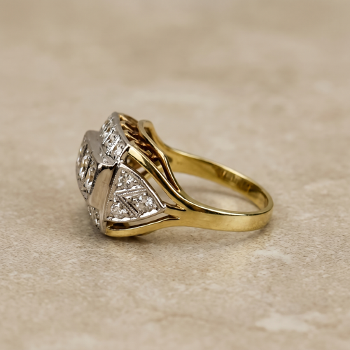 Bague 55.5 Bague Art déco vintage en or 14 carats et diamants 58 Facettes 2800