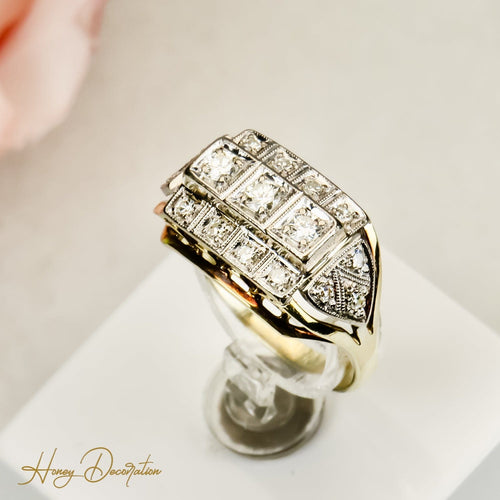 Bague 55.5 Bague Art déco vintage en or 14 carats et diamants 58 Facettes 2800