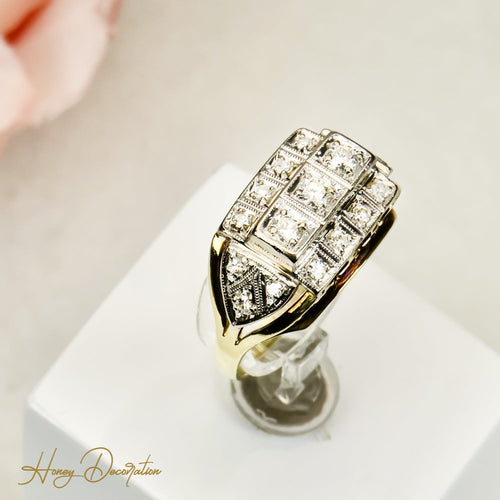 Bague 55.5 Bague Art déco vintage en or 14 carats et diamants 58 Facettes 2800