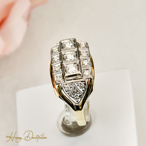 Bague 55.5 Bague Art déco vintage en or 14 carats et diamants 58 Facettes 2800