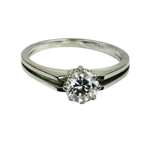 Bague 58 Bague en or blanc avec diamant solitaire 1 ct 58 Facettes 1188