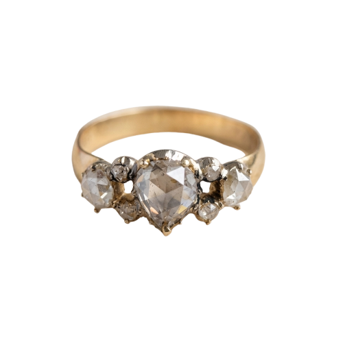 Bague 56 Bague ancienne en or jaune 585 et diamants taille rose 58 Facettes 1056