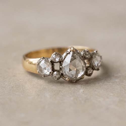 Bague 56 Bague géorgienne en or jaune 585 avec diamant en forme de cœur 58 Facettes 1056