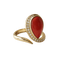 Bague 55 Bague en or jaune 750, corail et 18 brillants 58 Facettes 1853
