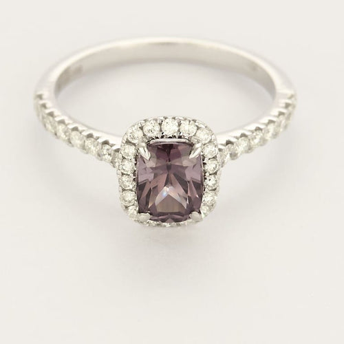 Bague 53 Bague en or gris, spinelle et diamants 58 Facettes EDSR-2