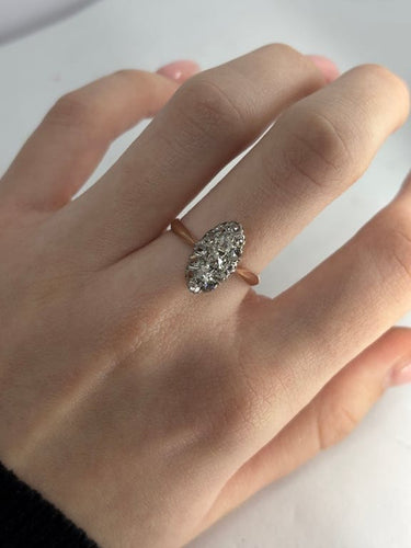 Bague 55 Bague ancienne en or rose 18K sertie de diamants 0,50 ct 58 Facettes 1628