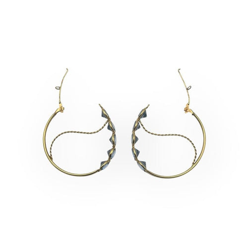 Boucles d'oreilles Créoles - Boucles d'oreilles en or jaune 18K et topazes bleues 58 Facettes 149064377