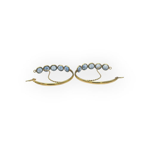 Boucles d'oreilles Créoles - Boucles d'oreilles en or jaune 18K et topazes bleues 58 Facettes 149064377