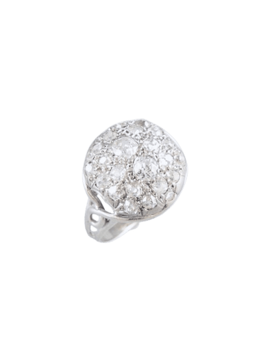 Bague 54 Bague dôme en or blanc 18 carats et diamants 58 Facettes s