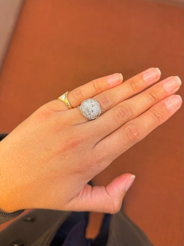 Bague 54 Bague dôme en or blanc 18 carats et diamants 58 Facettes s