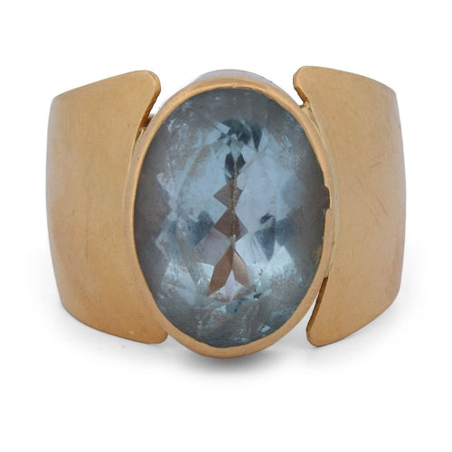 Bague 55 Bague vintage en or jaune 18 kt avec topaze 58 Facettes AN572 112-390 (0089)