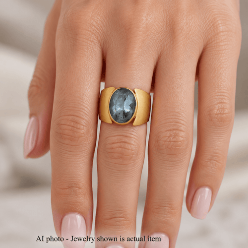 Bague 55 Bague vintage en or jaune 18 kt avec topaze 58 Facettes AN572 112-390 (0089)