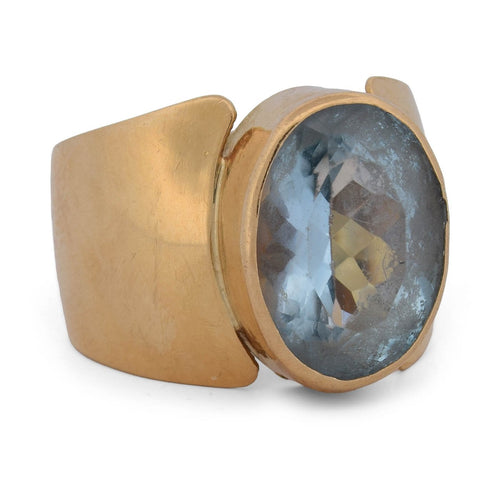 Bague 55 Bague vintage en or jaune 18 kt avec topaze 58 Facettes AN572 112-390 (0089)