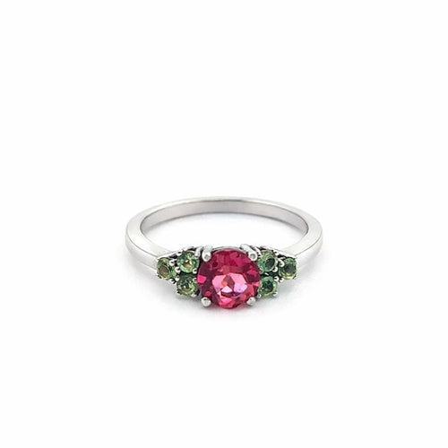 Bague 50 Bague vintage en or blanc 18k avec tourmaline ovale et péridots 58 Facettes 50346