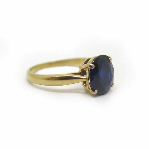 Bague 55 Bague solitaire en or jaune 18 carats et saphir bleu 58 Facettes