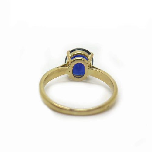 Bague 55 Bague solitaire en or jaune 18 carats et saphir bleu 58 Facettes