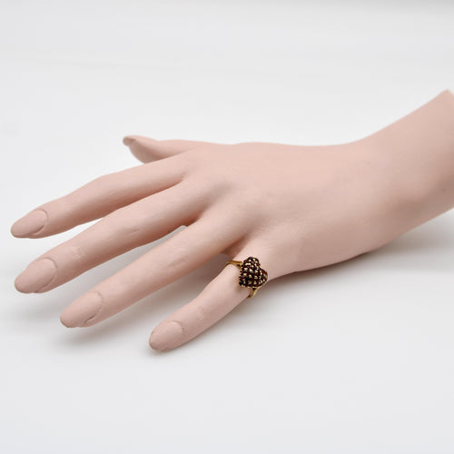 Bague Bague cœur vintage en or jaune 18k et grenats pavés 58 Facettes A20047
