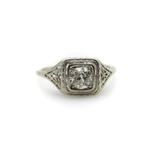 Bague Art déco - Bague de fiançailles en or blanc 18k et diamant 58 Facettes A1001V