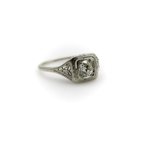 Bague Art déco - Bague de fiançailles en or blanc 18k et diamant 58 Facettes A1001V
