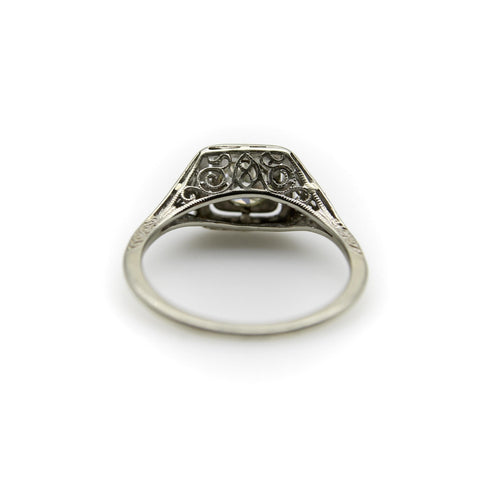 Bague Art déco - Bague de fiançailles en or blanc 18k et diamant 58 Facettes A1001V