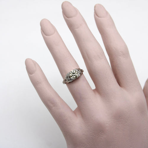 Bague Art déco - Bague de fiançailles en or blanc 18k et diamant 58 Facettes