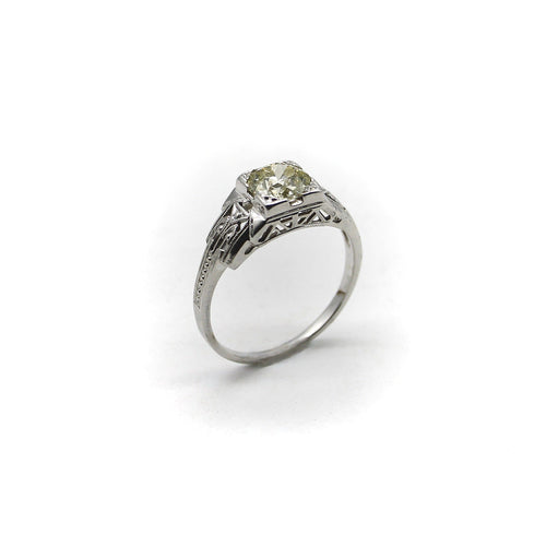 Bague Art déco - Bague de fiançailles en or blanc 18k et diamant 58 Facettes