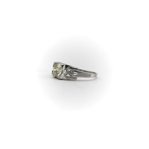 Bague Art déco - Bague de fiançailles en or blanc 18k et diamant 58 Facettes