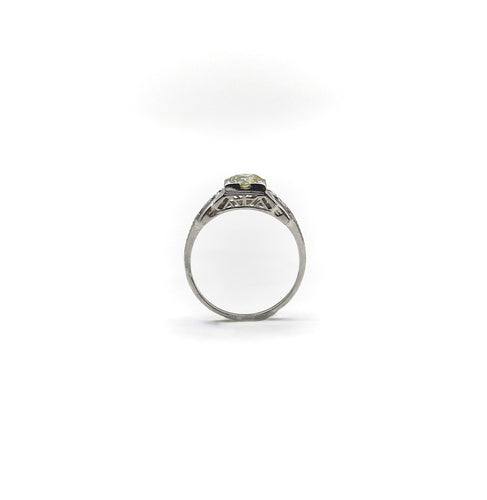 Bague Art déco - Bague de fiançailles en or blanc 18k et diamant 58 Facettes