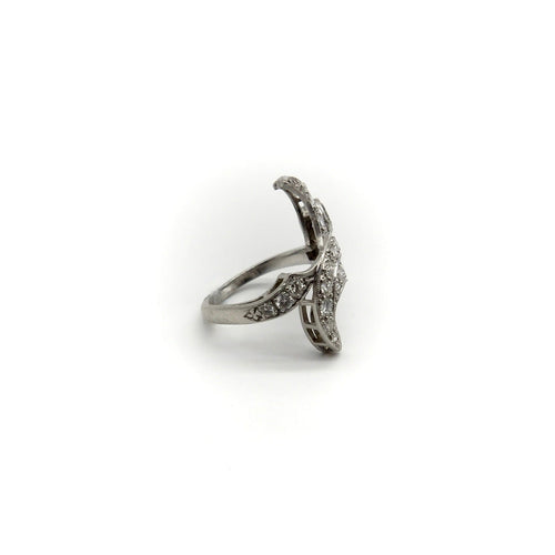 Bague Bague à motif organique en platine et diamants 58 Facettes