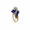 Bague 52.5 Art déco - Bague en or blanc et or jaune 18K émail bleu et diamants 58 Facettes