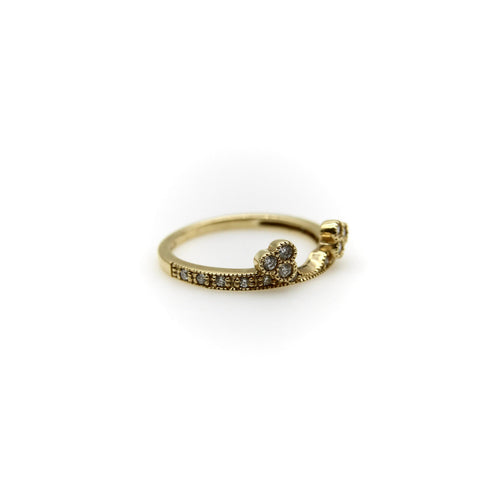 Bague 54 Bague alliance contournée en or jaune 14K avec diamants 58 Facettes
