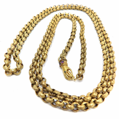 Collier Collier chaîne muff en pinchbeck géorgien avec fermoir main 58 Facettes