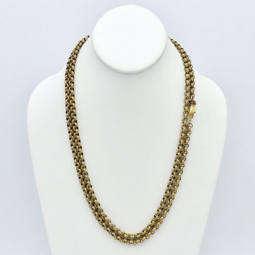Collier Collier chaîne muff en pinchbeck géorgien avec fermoir main 58 Facettes