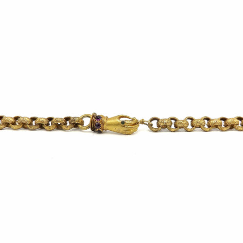 Collier Collier chaîne muff en pinchbeck géorgien avec fermoir main 58 Facettes