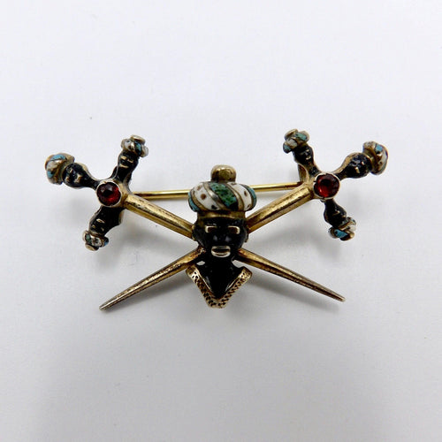 Broche Broche Blackamoor italienne époque géorgienne en argent doré et grenats 58 Facettes