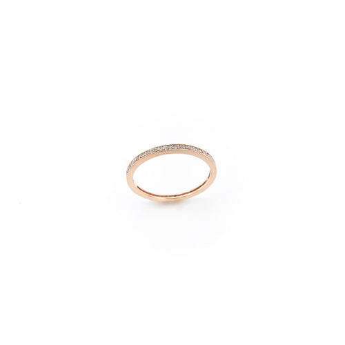 Bague Bague éternité - Alliance en or rose 14K et diamants pavés 58 Facettes