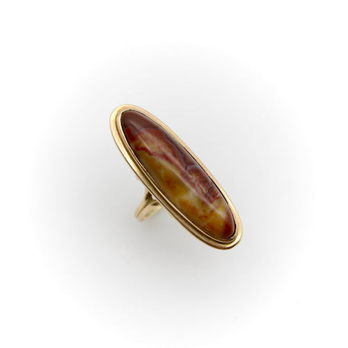 Bague 54 Bague victorienne en or 18 carats et agate cabochon 58 Facettes