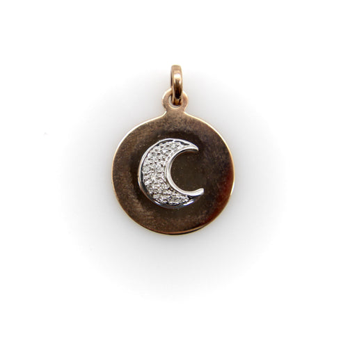 Pendentif Pendentif vintage croissant de lune en or rose 14K et diamants 58 Facettes A2003L