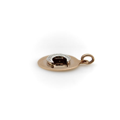 Pendentif Pendentif vintage croissant de lune en or rose 14K et diamants 58 Facettes A2003L