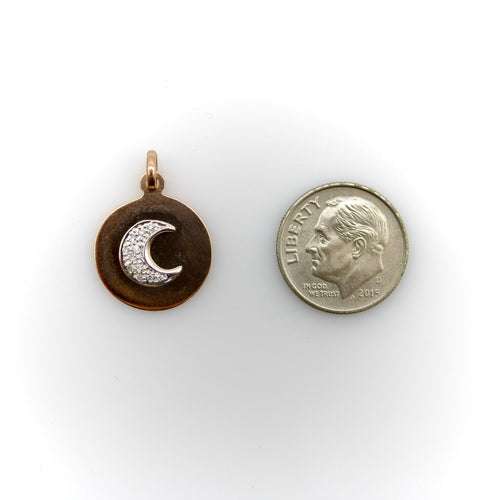 Pendentif Pendentif vintage croissant de lune en or rose 14K et diamants 58 Facettes A2003L