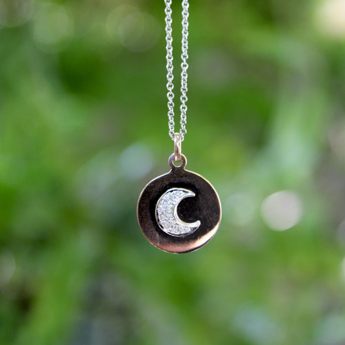 Pendentif Pendentif vintage croissant de lune en or rose 14K et diamants 58 Facettes A2003L