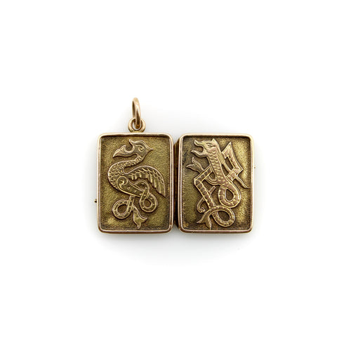 Pendentif Pendentif médaillon victorien celte rectangulaire en or 14K 58 Facettes