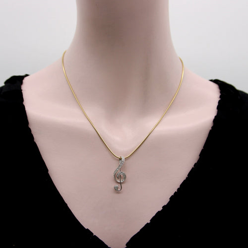 Pendentif Vintage - Pendentif clé de sol en or blanc 18k et diamants 58 Facettes