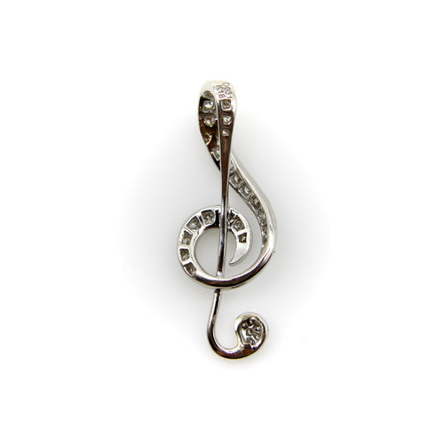 Pendentif Vintage - Pendentif clé de sol en or blanc 18k et diamants 58 Facettes