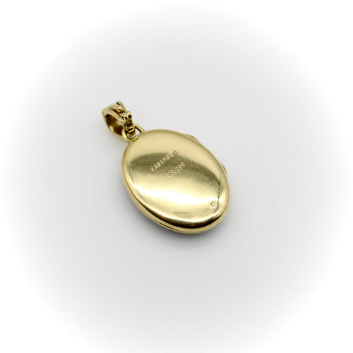 Pendentif Fabergé - Pendentif médaillon en or 18k, diamants et émail guilloché 58 Facettes