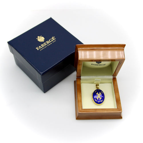 Pendentif Fabergé - Pendentif médaillon en or 18k, diamants et émail guilloché 58 Facettes