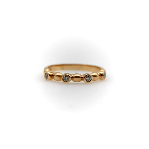 Bague 53 Bague vintage motif bulles en or rose 14k et diamants 58 Facettes